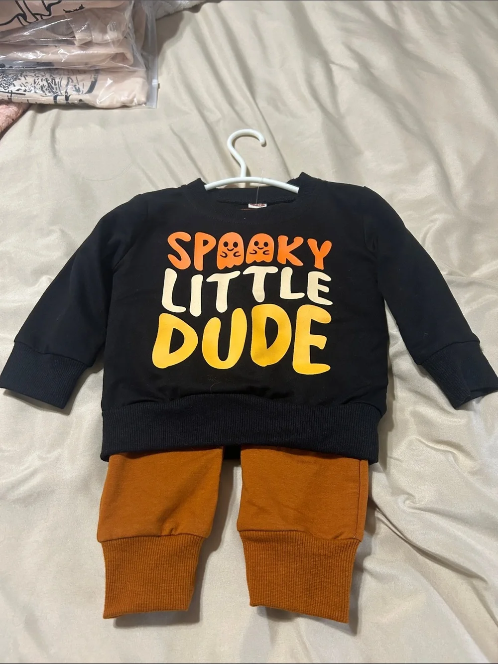 Spooky Little Dude Black & Orange Kids Sweatshirt